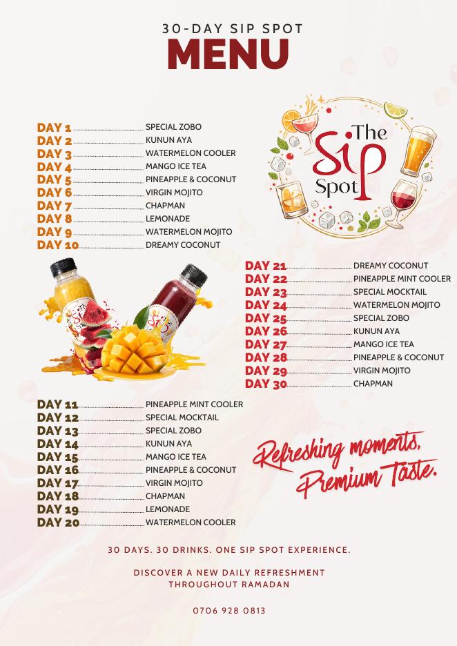 The Sip Spot — Menu preview