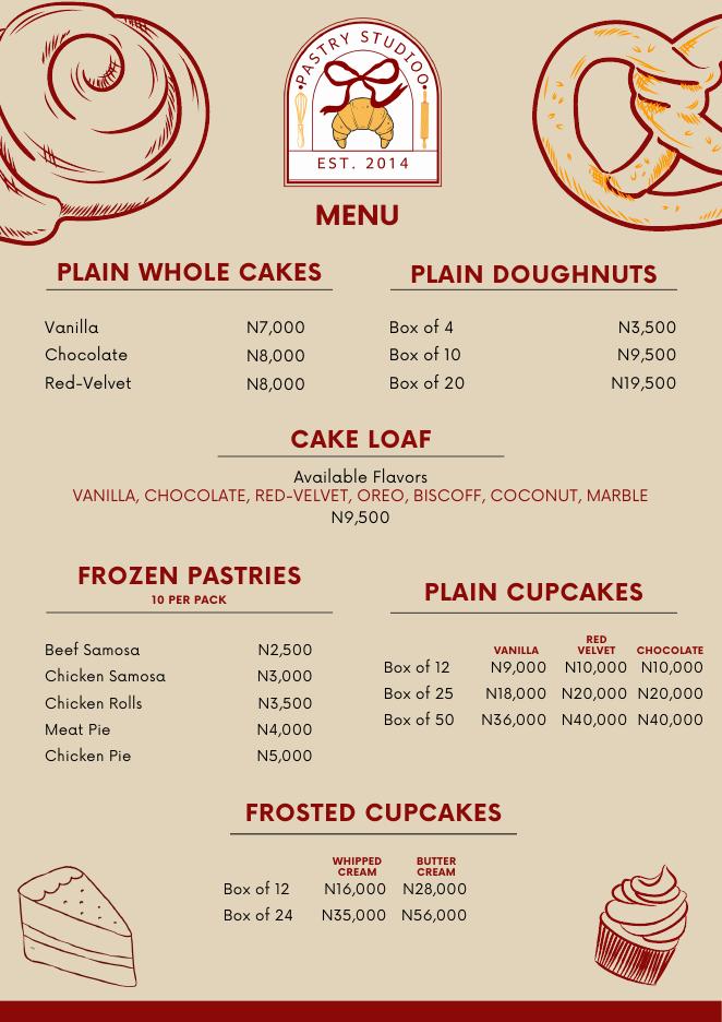 Pastry Studioo — Menu preview