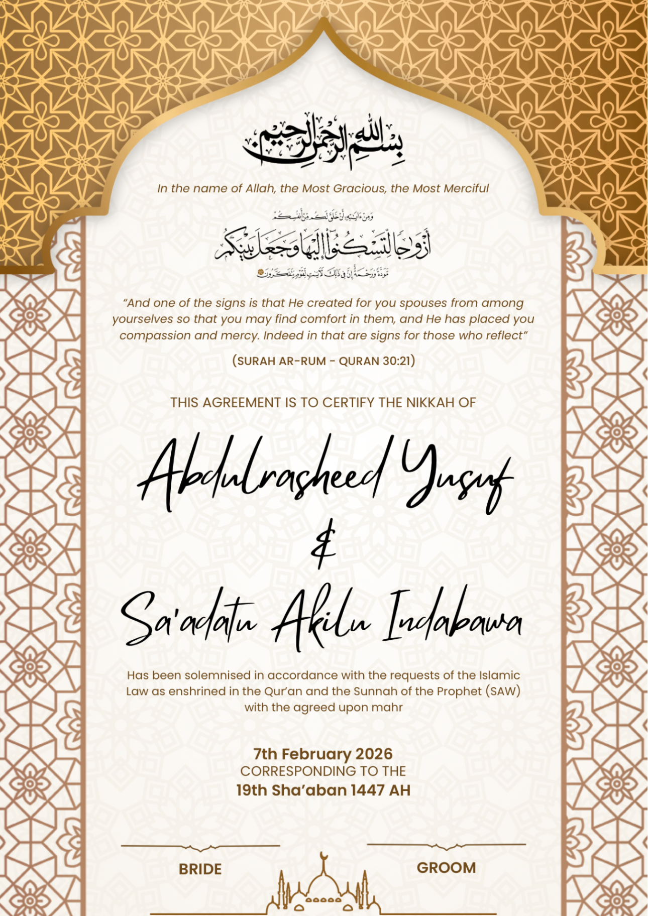 Nikkah Invitation Design preview