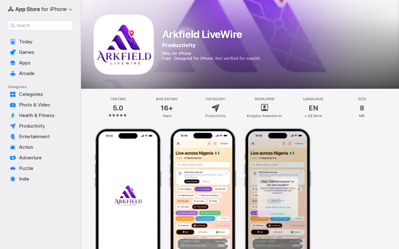 Arkfield Livewire — iOS preview